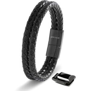 Premium Leather Bracelet Men | Stainless Steel Magnetic Clasp | Three